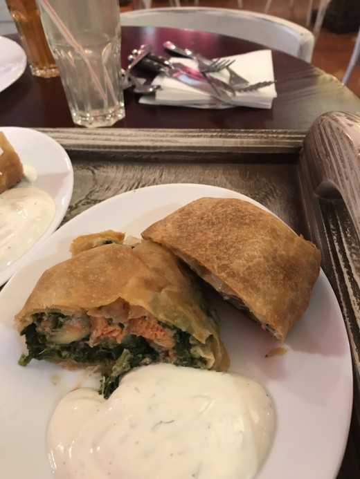 salmon and spinach meat pie