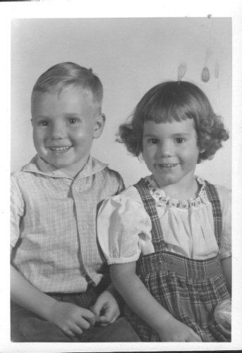 Owen and his sister Susan. Probably 2nd grade for him and first grade for her at Madison, Kansas.