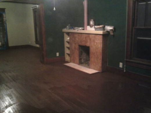 Here's the living room with the stain on (still wet).
