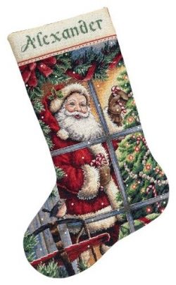 Candy Cane Santa Counted Cross Stitch Christmas Stocking Kit