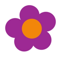 Paint the posies with five petals and a contrasting center.