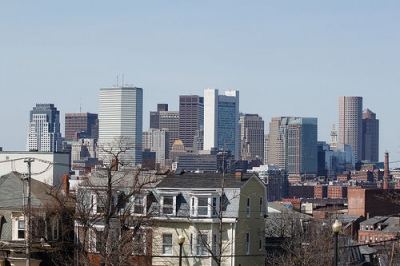 A view of Downtown Boston from Southie, Telegraph Hill.