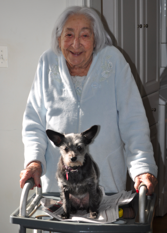 elderly woman and dog