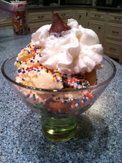 My first Cheesecake Kiss Me Goodnight dessert shooter in a handblown glass
