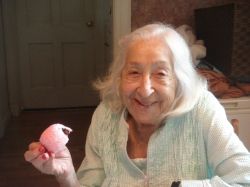 94 year old with cupcake