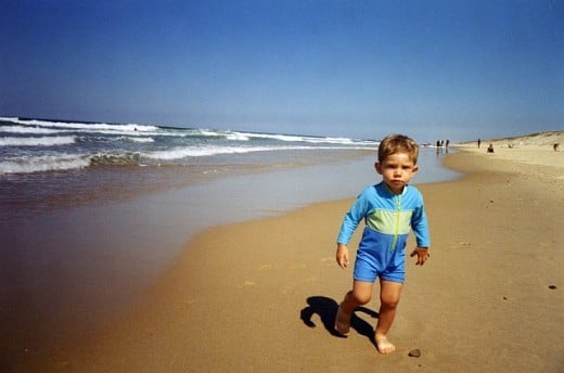 Aged 15 months wearing UV protected swimwear