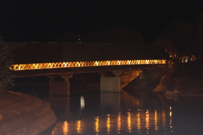 Covered Bridge At Night, As Seen From River Place Bridge