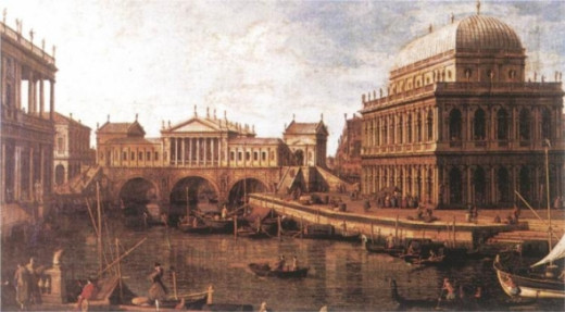 The Rialto Bridge as Canaletto thought Palladio might redesign it.