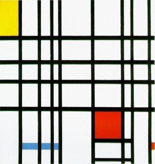 Mondrian Composition with Red, Yellow, and Blue - believed public domain, from WPClipart