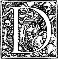 A decorative "D" for Donne by Hans Holbein, public domain