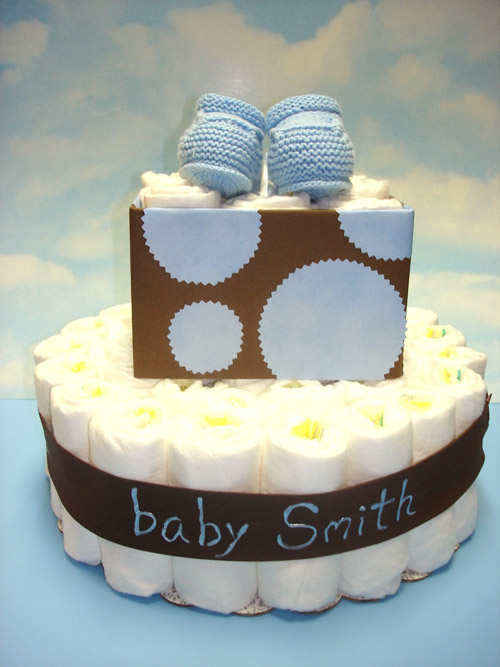diaper cake from beaucoup ~ Fine Favors.  Stylish giving.
