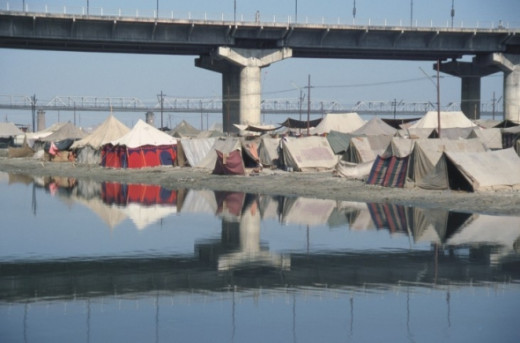 Some of the tents set up for the mela
