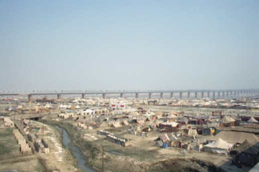 An aerial view of the mela grounds