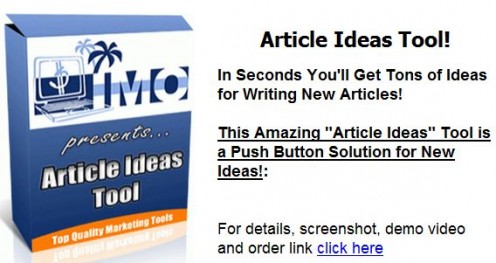 Produces article, essay ideas, etc. fast!