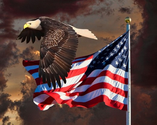 Eagle, Flag and Clouds
