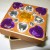 Square trinket box in antique gold with purple heart gems
