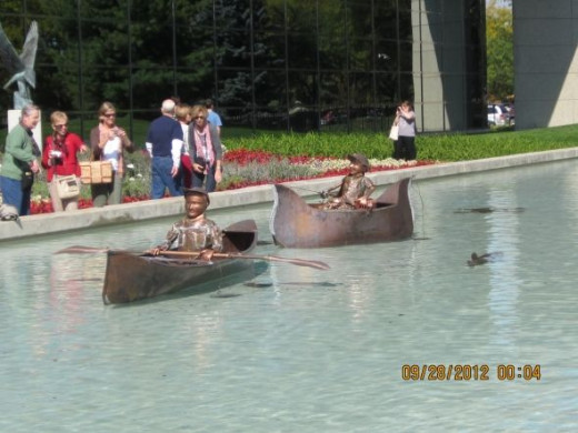 CHILDREN FISHING...ALL MADE OUT OF COPPER
