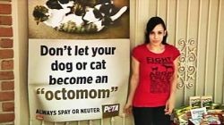 Nadya Suleman poses with PETA sign