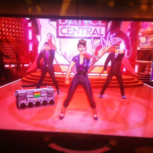 Some of the Dance Central characters on screen.