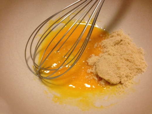 Making the egg yolk mixture.