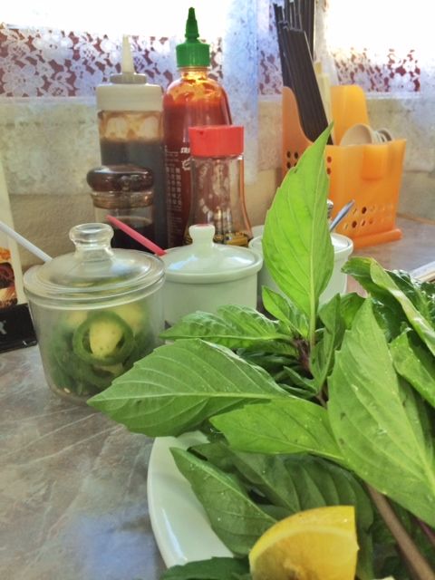 Condiments and herbs to go with your Pho ( Vietnamese noodles )