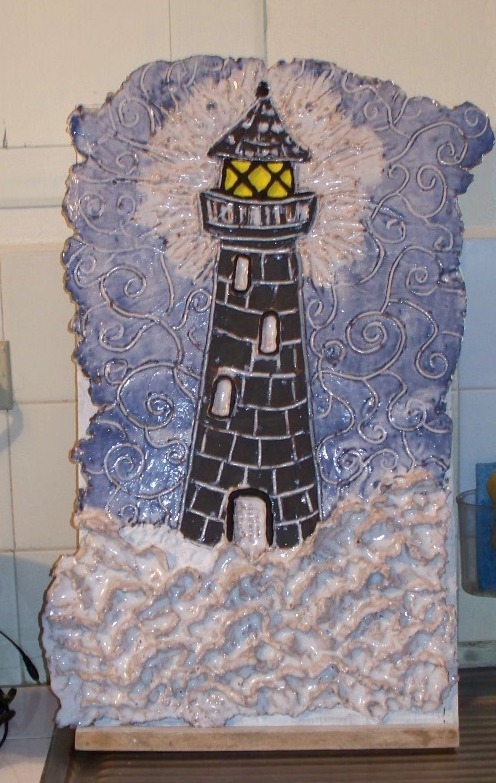 Paper Clay Lighthouse - Original art by Sharrie69