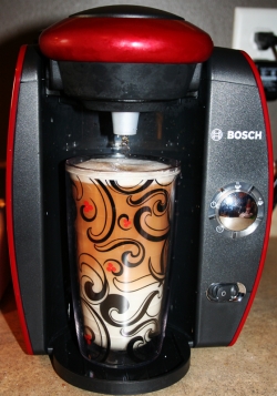 My Red Tassimo Brewbot making a chai latte