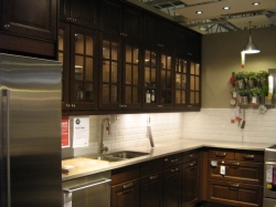 Glass front IKEA kitchen cabinets