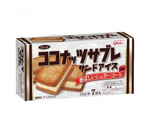 Vanilla ice cream sandwiched between their best-selling coconut sable cookies. Made by Glico.