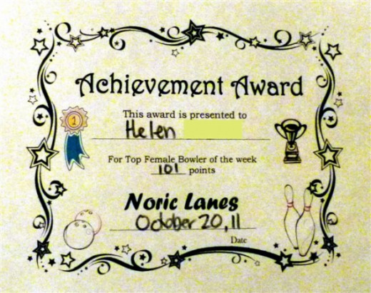 Mum's Bowling Award Mum's Bowling Award