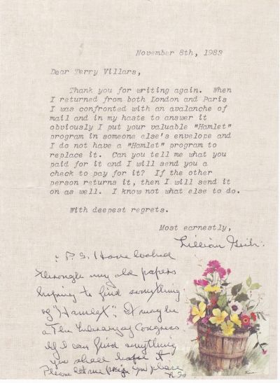 Letter Lillian Gish Sent to Me in Response to My Letter Telling Her the Envelope Was Empty