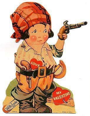 1920 Mechanical Valentine Woman with gun