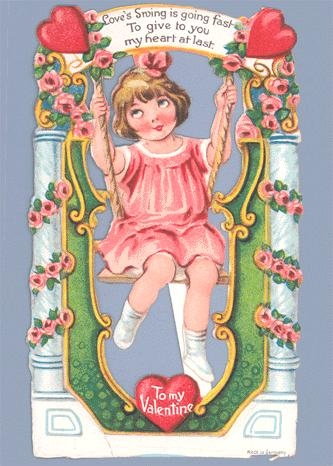 1920's Valentine of a Girl on a Swing