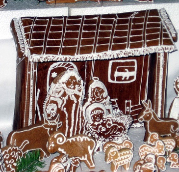Gingerbread nativity scene