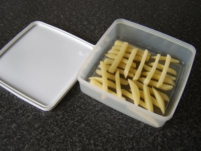The French Fries are Returned to the Plastic Dish and the Refrigerator