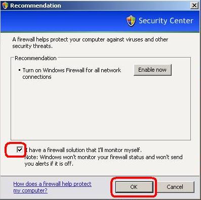 Change the marked part to remove the message "Windows Security Alerts"