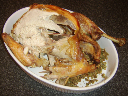 Leftover turkey after the initial meal is finished
