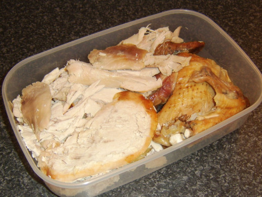 Leftover turkey ready for the fridge