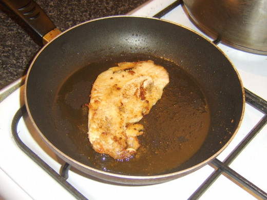 Frying Thai spiced turkey breast