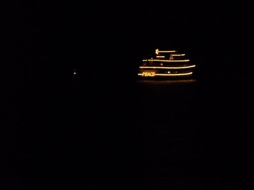 A view of the Spirit of Seattle Christmas Ship departing after the show.  Peace!