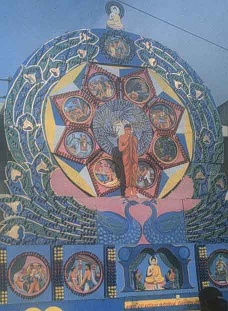A "vesal pandal" depicting events from Buddha's life. 
