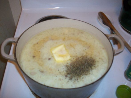 Add seasoning to the potato soup