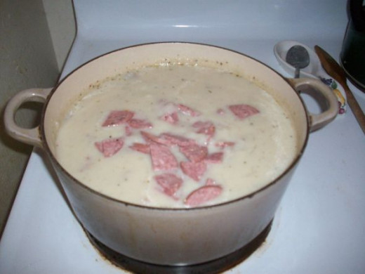 Add Sausage to the Cheesy Potato Soup