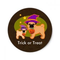 Halloween Pugs Stickers available at Zazzle.com