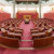 The Senate chamber is decorated in a muted red, suggesting the earth and the colours of the outback. The Senate chamber is decorated in a muted red, suggesting the earth and the colours of the outback.