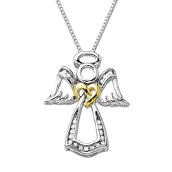 All XPY angel images XPY Sterling Silver and 14k Gold Angel White Diamond Pendant Necklace Amazon.com