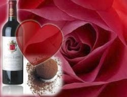 wine, roses and chocolate