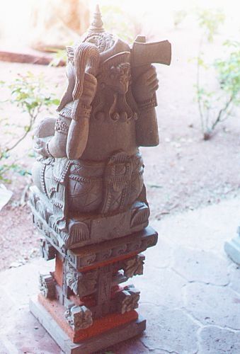 Aztec god sculpture.
