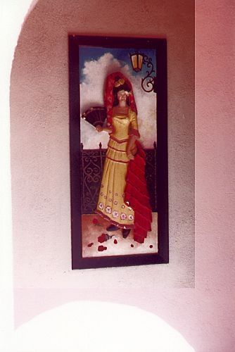 This was the sign for the women's restroom. The men's had a similar image.