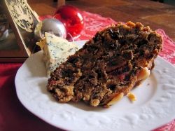 We serve christmas cake with stilton cheese traditionally.